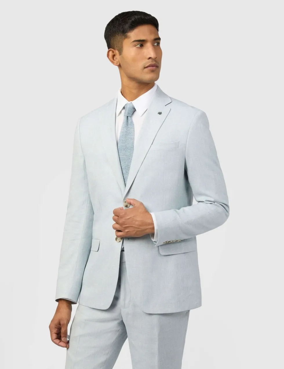 Slim Fit Linen Rich Single Breasted Suit Jacket