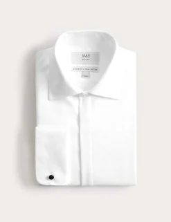 Slim Fit Luxury 2 Inch Shorter Pure Cotton Bib Dress Shirt