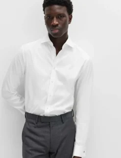 Slim Fit Luxury Cotton Double Cuff Twill Shirt