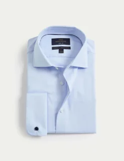 Slim Fit Luxury Cotton Double Cuff Twill Shirt
