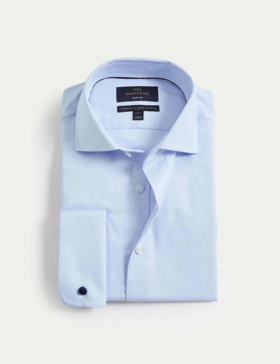Slim Fit Luxury Cotton Double Cuff Twill Shirt
