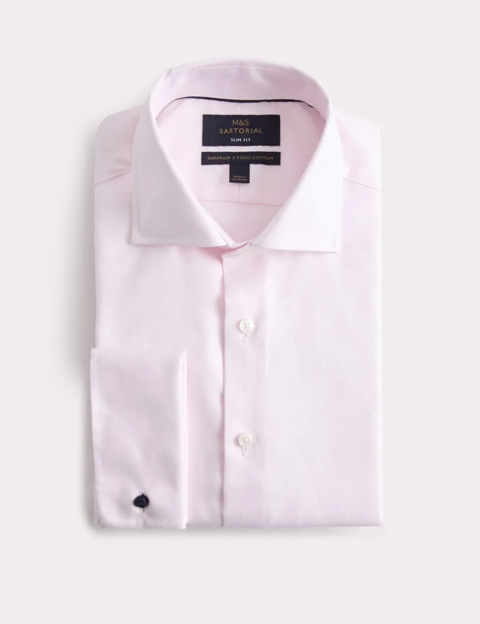 Slim Fit Luxury Cotton Double Cuff Twill Shirt