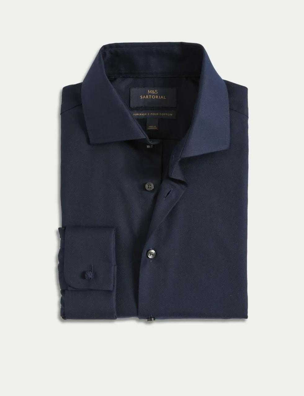 Slim Fit Luxury Cotton Double Cuff Twill Shirt