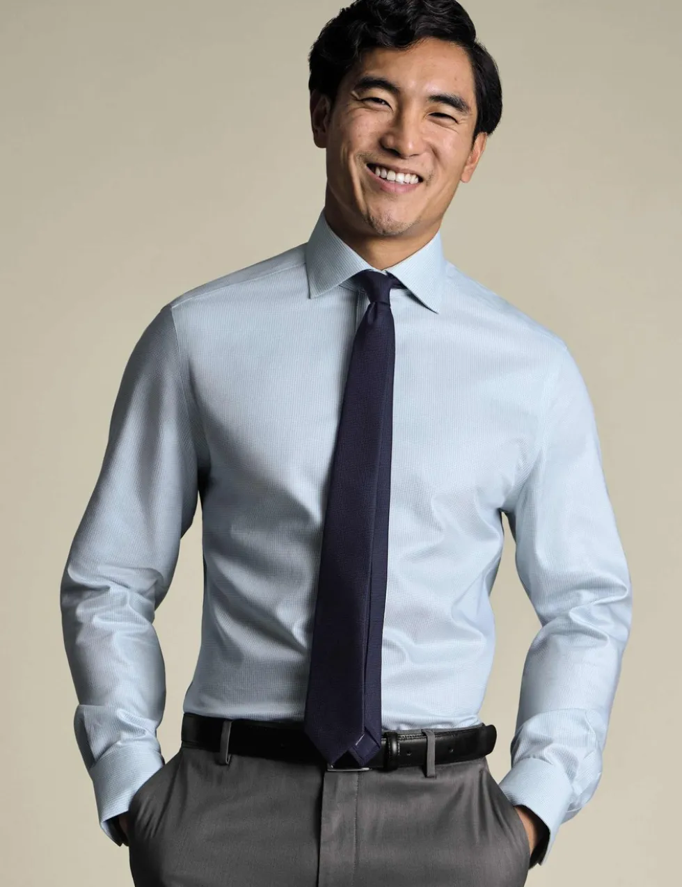 Slim Fit Non Iron Pure Cotton Puppytooth Shirt