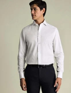 Slim Fit Non Iron Pure Cotton Textured Shirt
