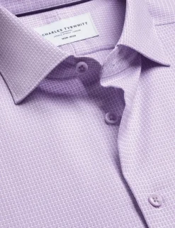 Slim Fit Non Iron Pure Cotton Textured Shirt