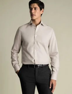 Slim Fit Non Iron Pure Cotton Textured Shirt