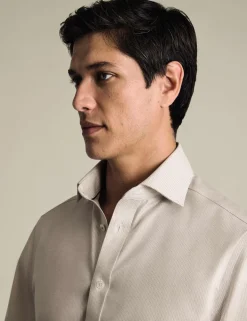 Slim Fit Non Iron Pure Cotton Textured Shirt
