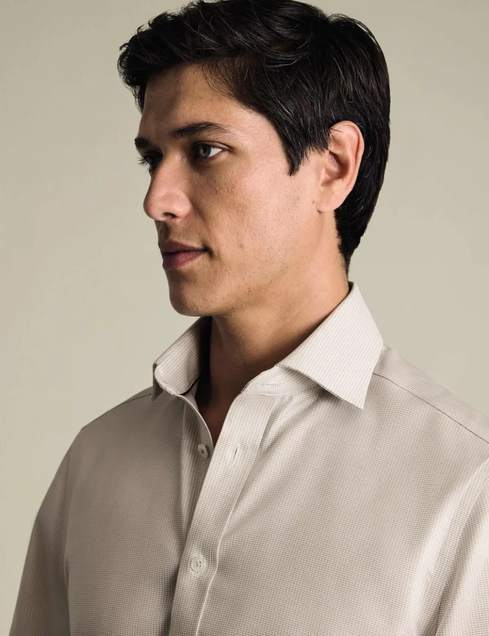 Slim Fit Non Iron Pure Cotton Textured Shirt