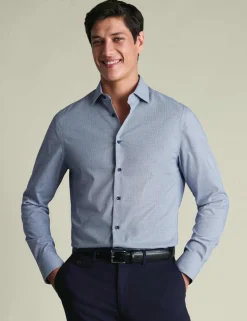 Slim Fit Non Iron Pure Cotton Textured Shirt