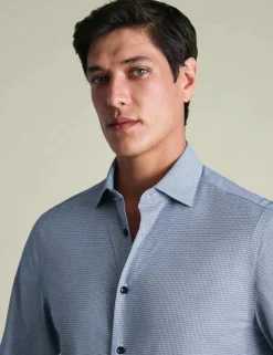 Slim Fit Non Iron Pure Cotton Textured Shirt