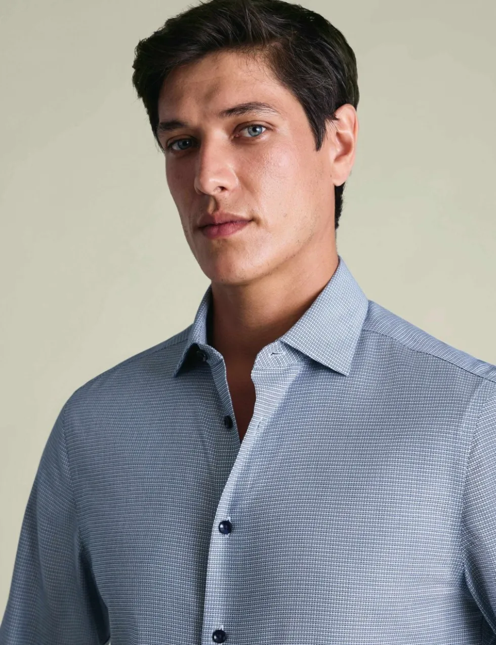 Slim Fit Non Iron Pure Cotton Textured Shirt