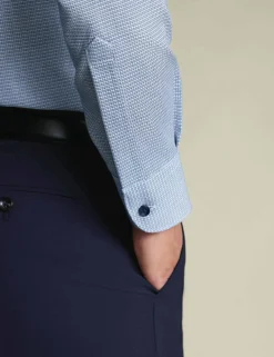 Slim Fit Non Iron Pure Cotton Textured Shirt