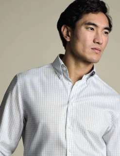 Slim Fit Non Iron Pure Cotton Check Oxford Shirt