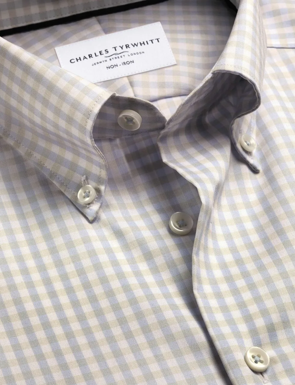 Slim Fit Non Iron Pure Cotton Check Oxford Shirt