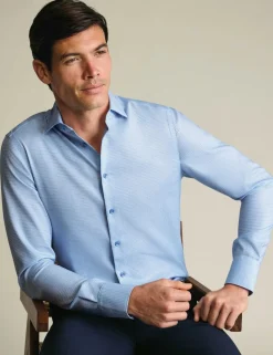 Slim Fit Non Iron Pure Cotton Textured Shirt