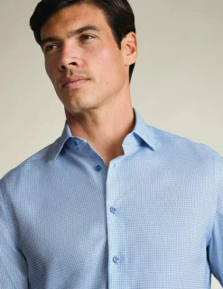 Slim Fit Non Iron Pure Cotton Textured Shirt