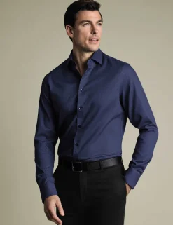 Slim Fit Non Iron Pure Cotton Textured Shirt