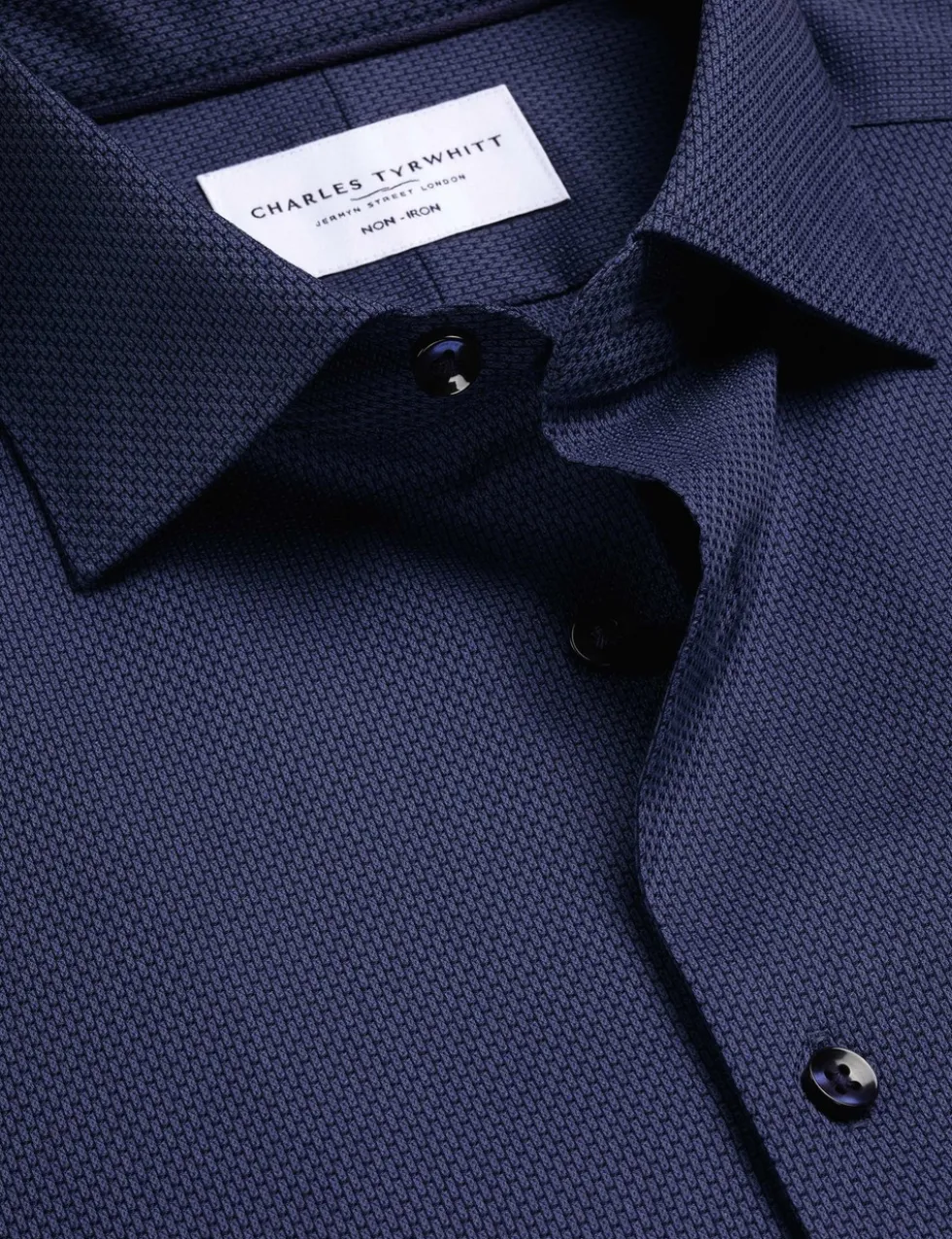 Slim Fit Non Iron Pure Cotton Textured Shirt