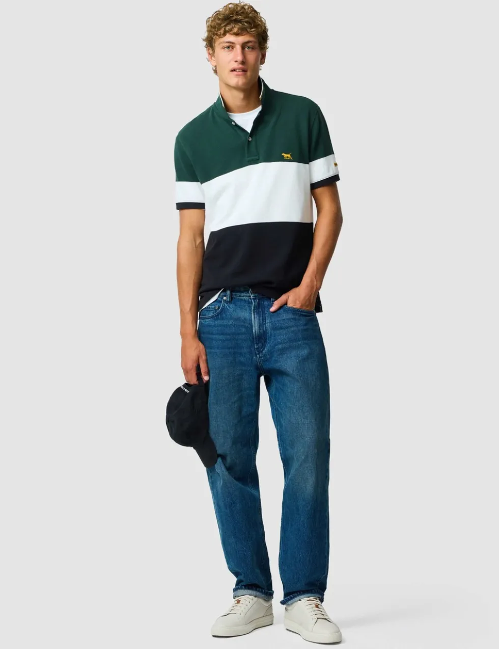 Slim Fit Pure Cotton Colour Block Polo Shirt