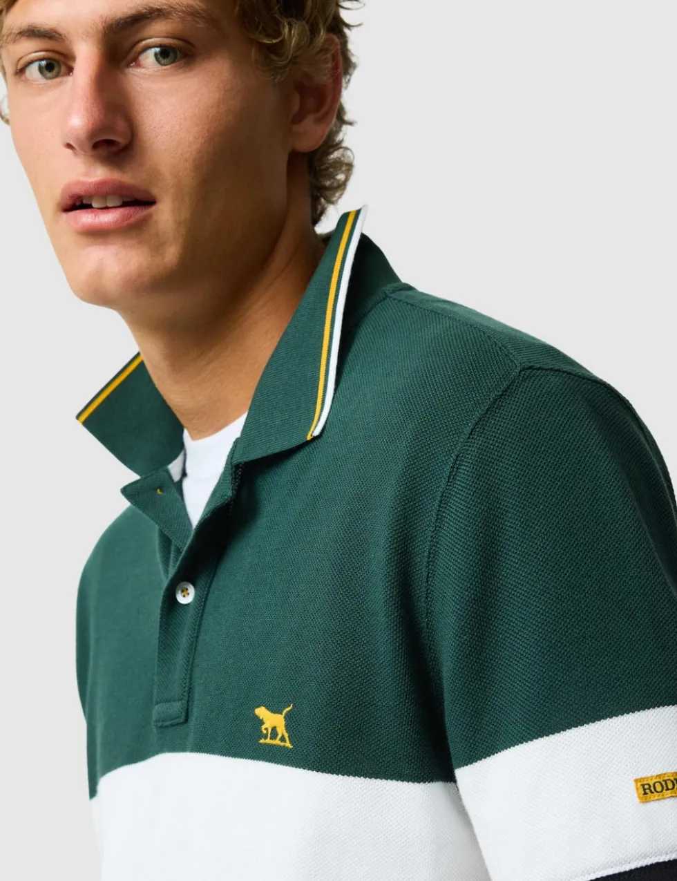 Slim Fit Pure Cotton Colour Block Polo Shirt