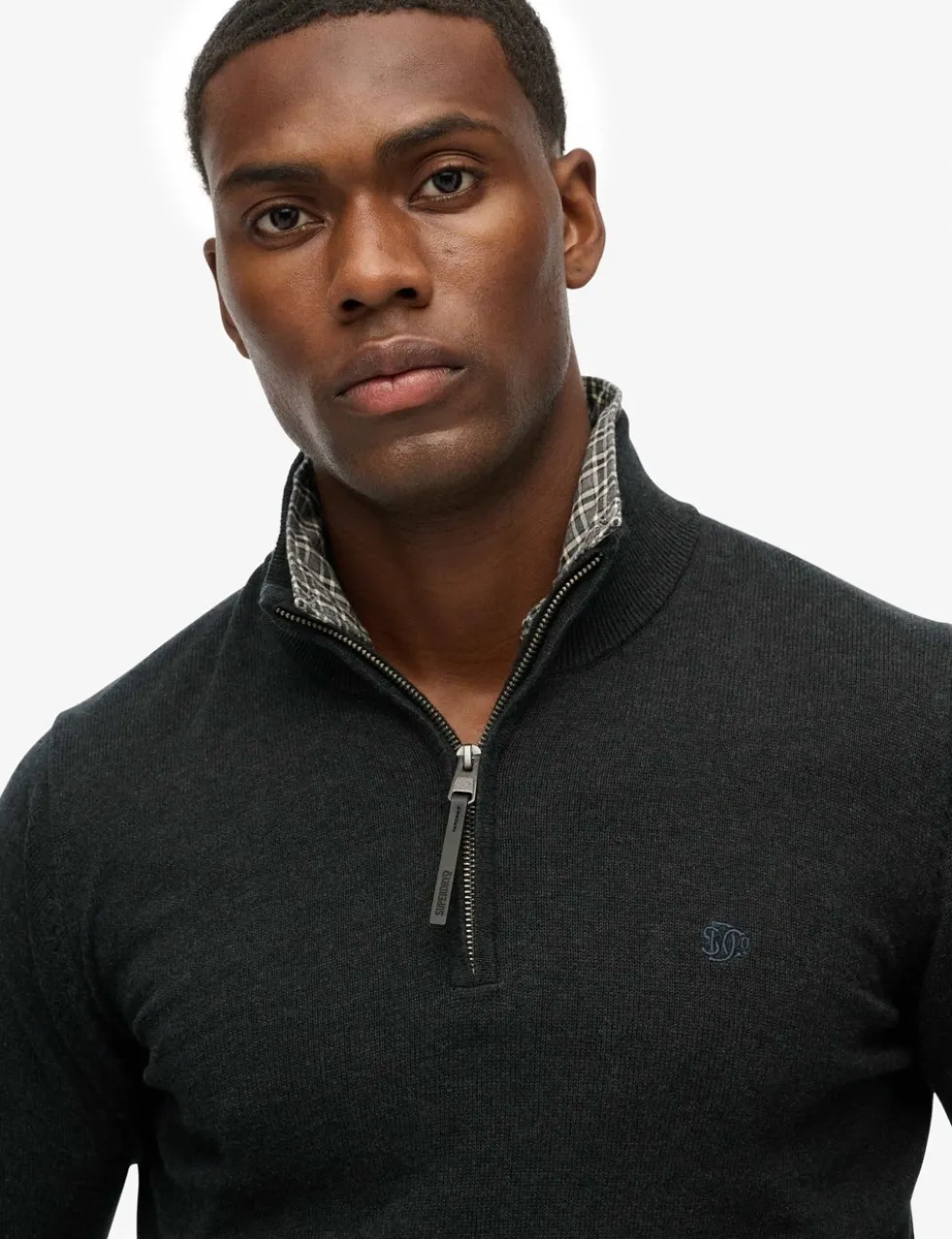 Slim Fit Pure Cotton Half Zip Jumper