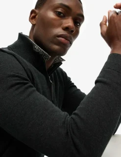 Slim Fit Pure Cotton Half Zip Jumper