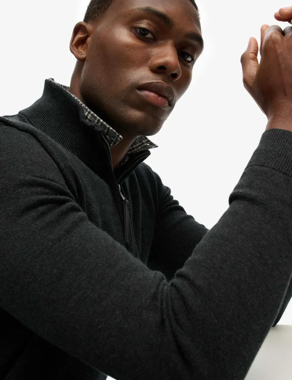Slim Fit Pure Cotton Half Zip Jumper