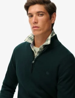 Slim Fit Pure Cotton Half Zip Jumper
