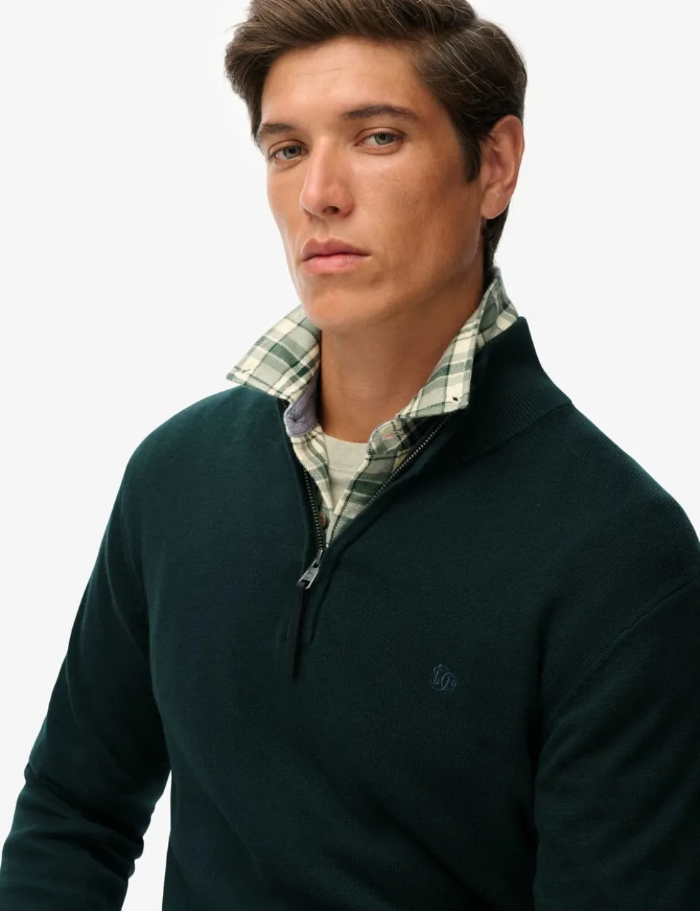 Slim Fit Pure Cotton Half Zip Jumper