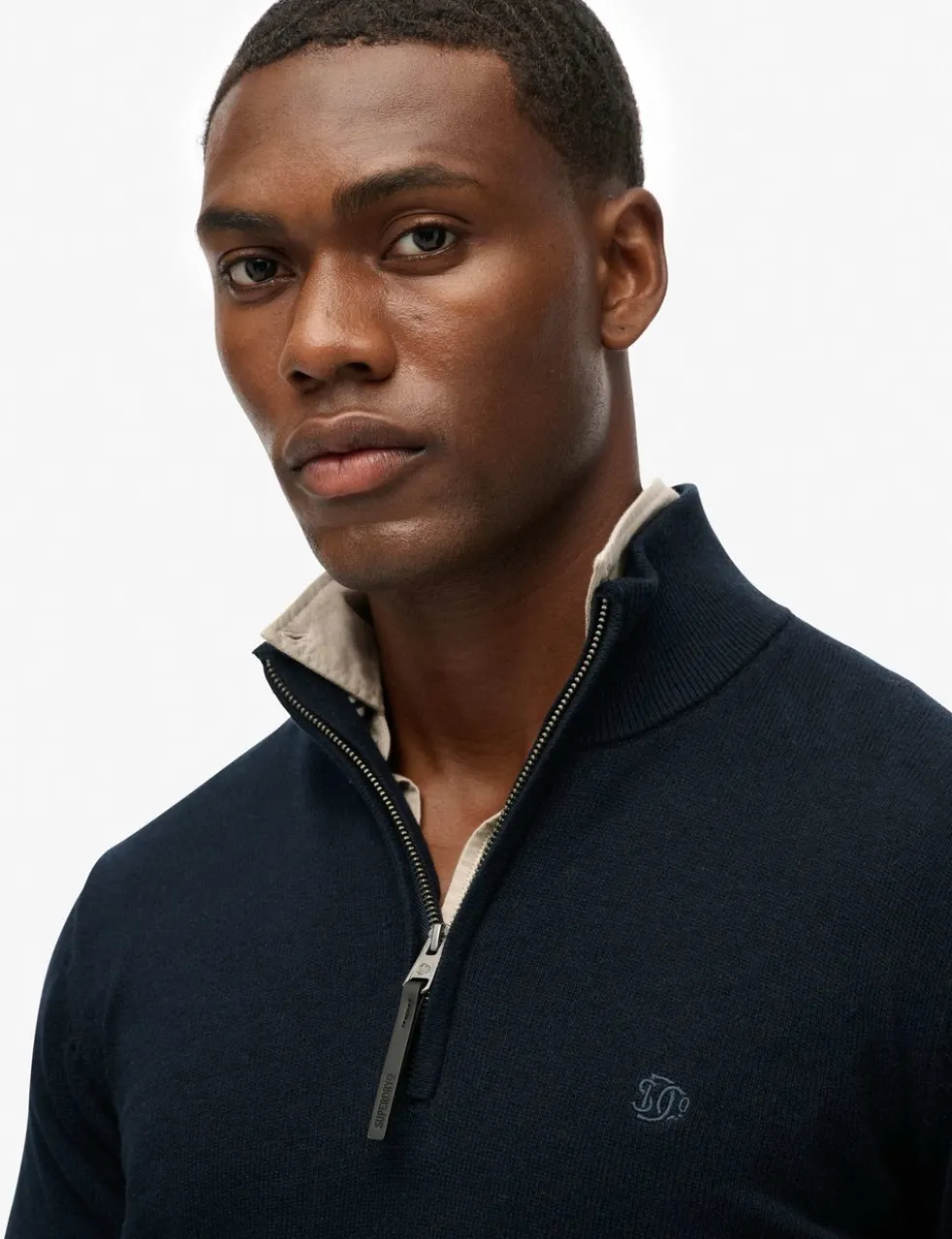 Slim Fit Pure Cotton Half Zip Jumper