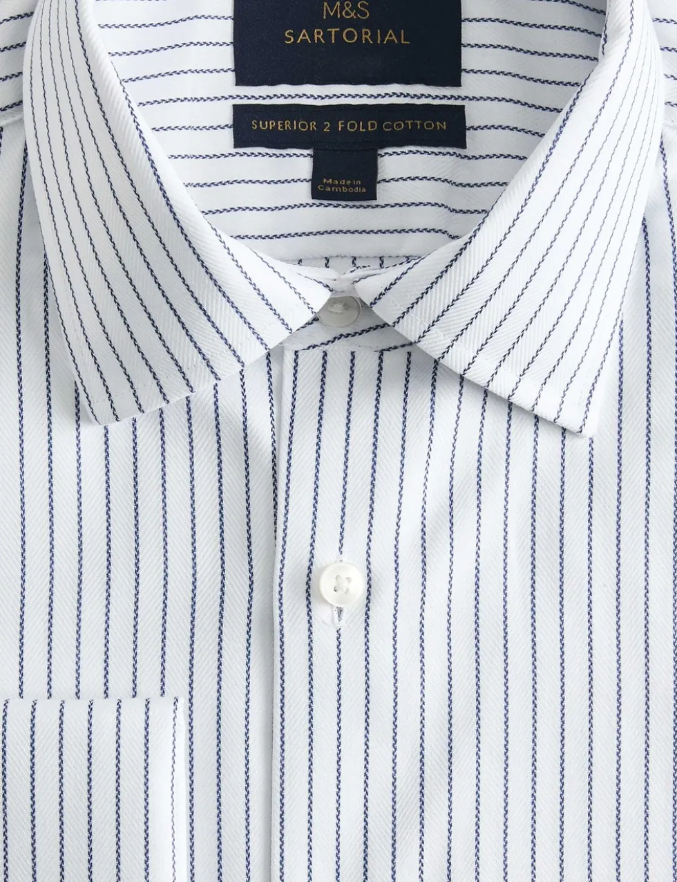 Slim Fit Pure Cotton Striped Luxury Shirt