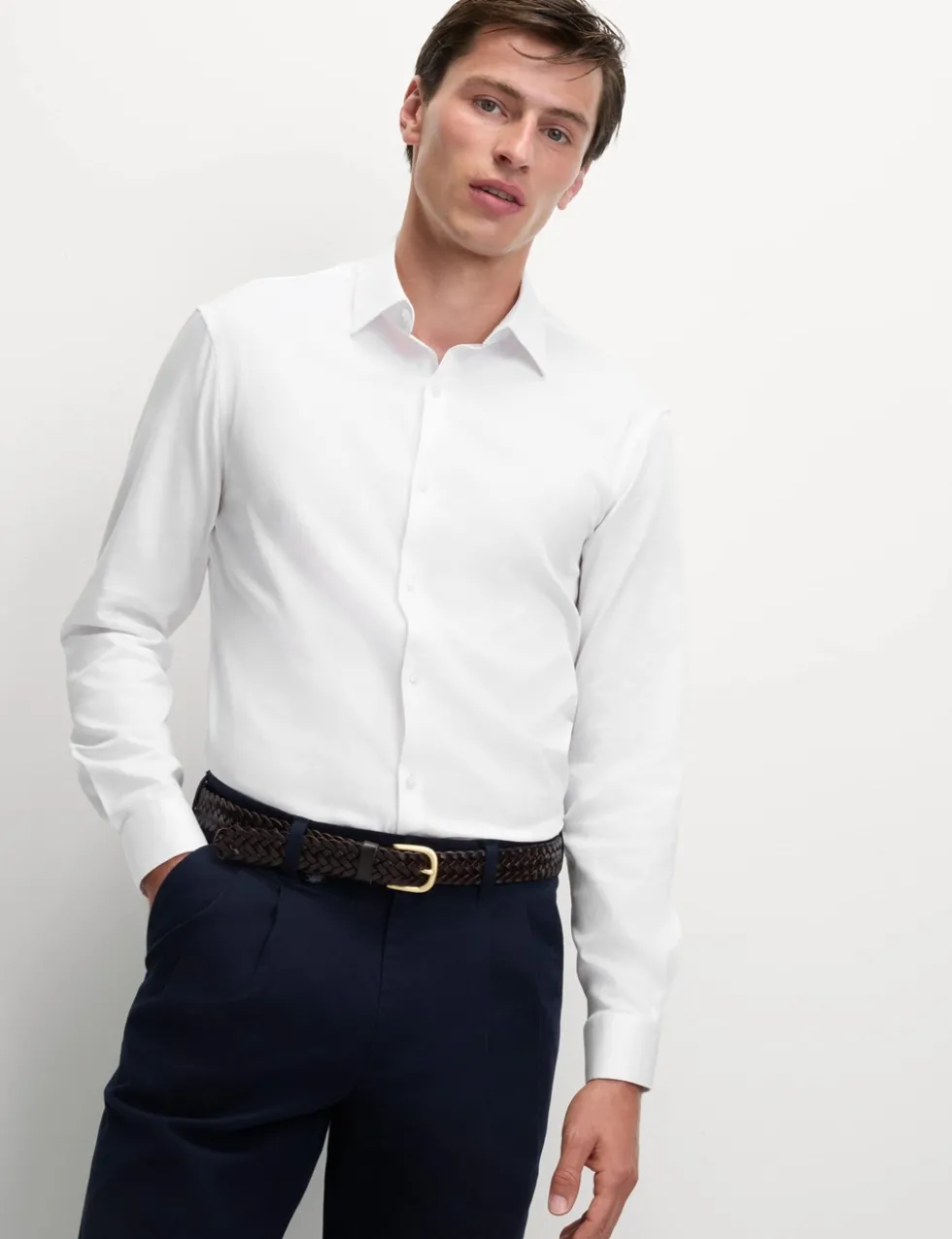Slim Fit Pure Easy Iron Cotton with Stretch Shirt