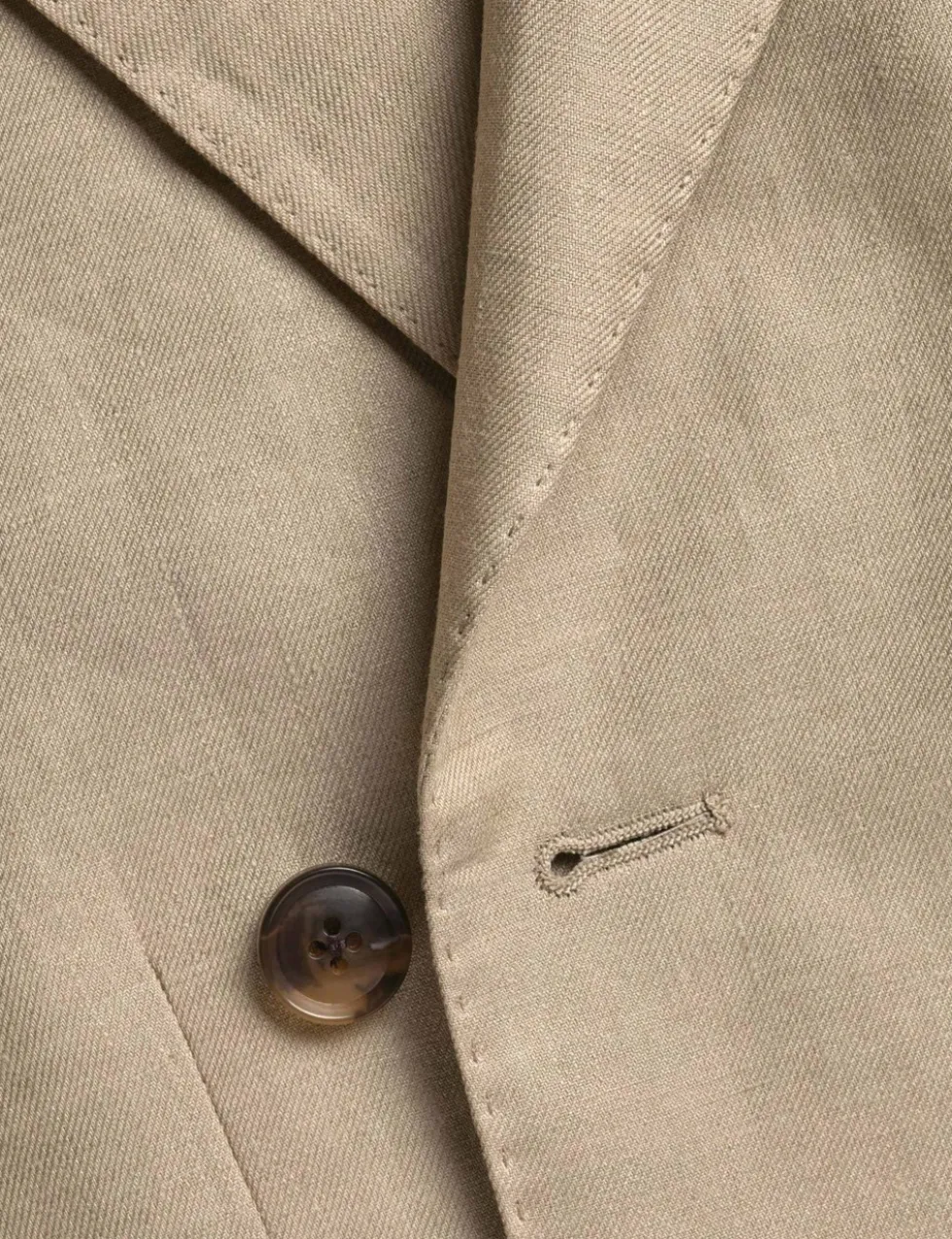 Slim Fit Pure Linen Double Breasted Suit Jacket