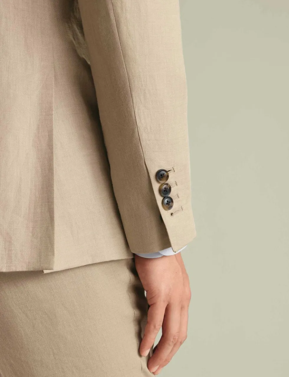 Slim Fit Pure Linen Double Breasted Suit Jacket