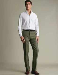 Slim Fit Pure Linen Flat Front Trousers