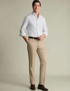 Slim Fit Pure Linen Flat Front Trousers