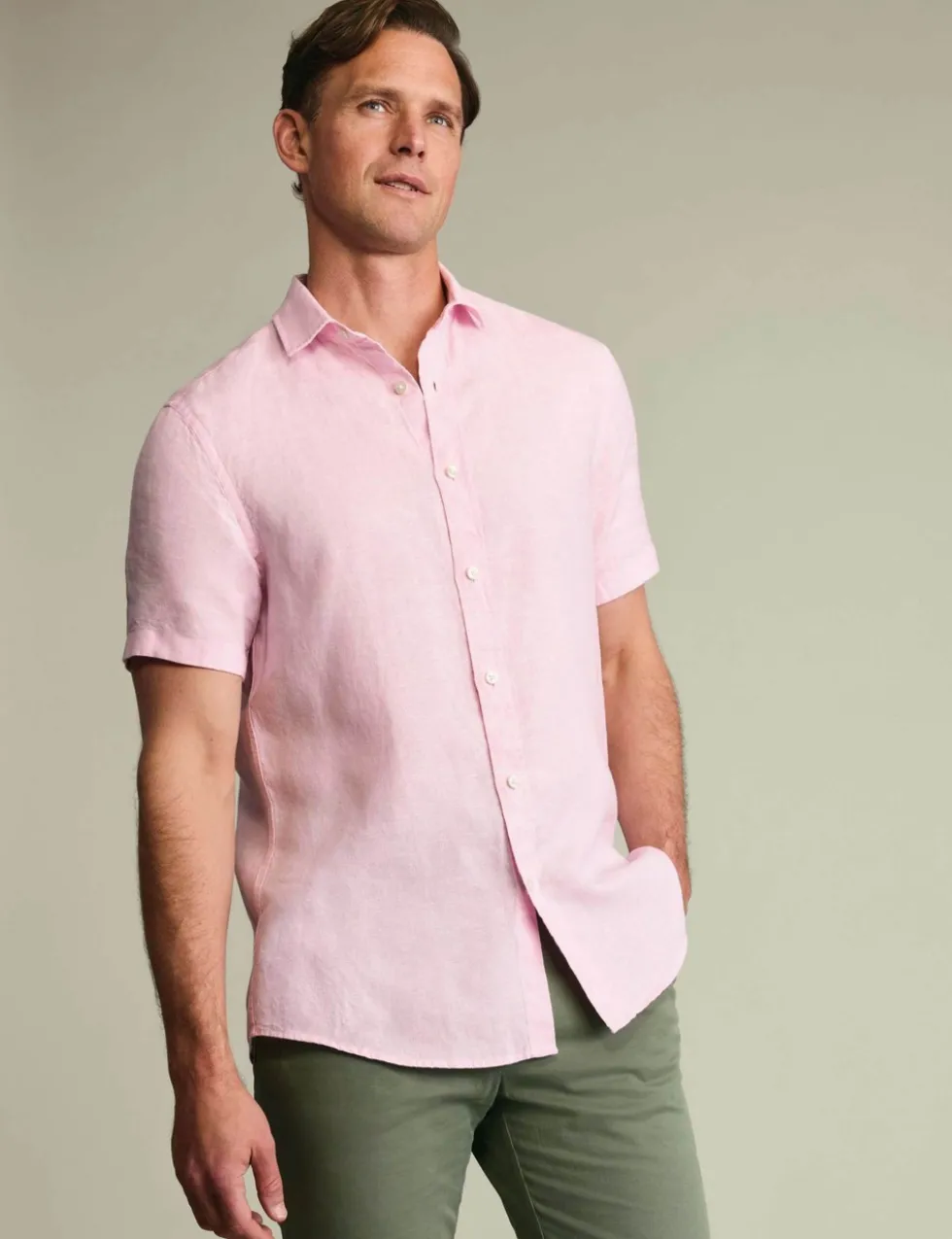 Slim Fit Pure Linen Short Sleeve Shirt