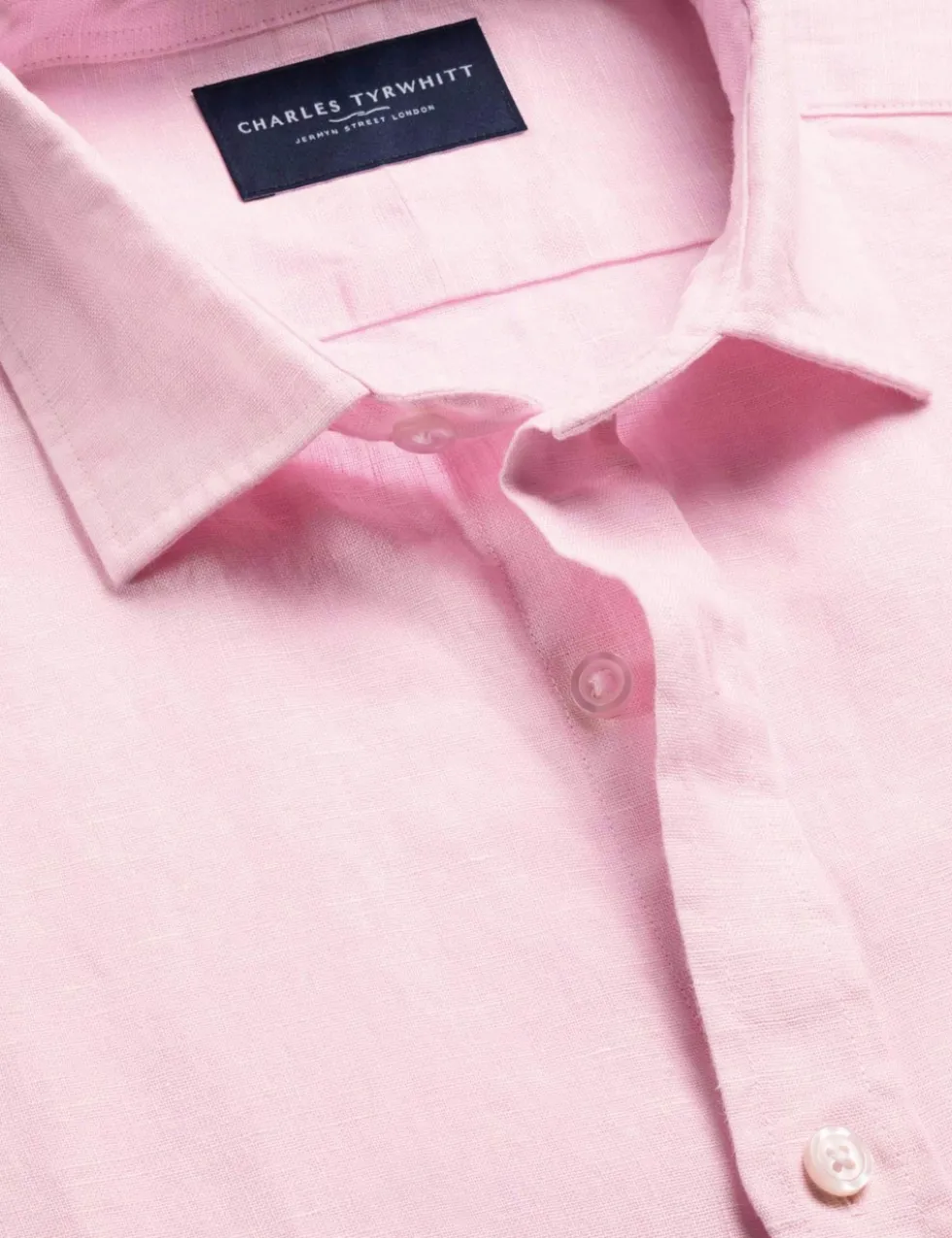 Slim Fit Pure Linen Short Sleeve Shirt