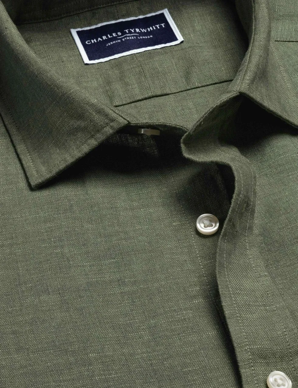 Slim Fit Pure Linen Short Sleeve Shirt
