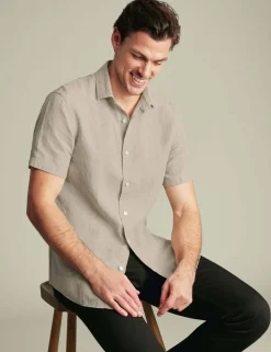 Slim Fit Pure Linen Short Sleeve Shirt