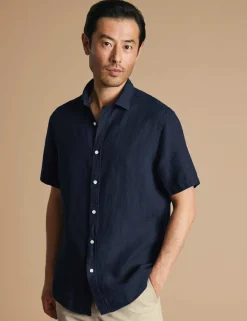 Slim Fit Pure Linen Short Sleeve Shirt