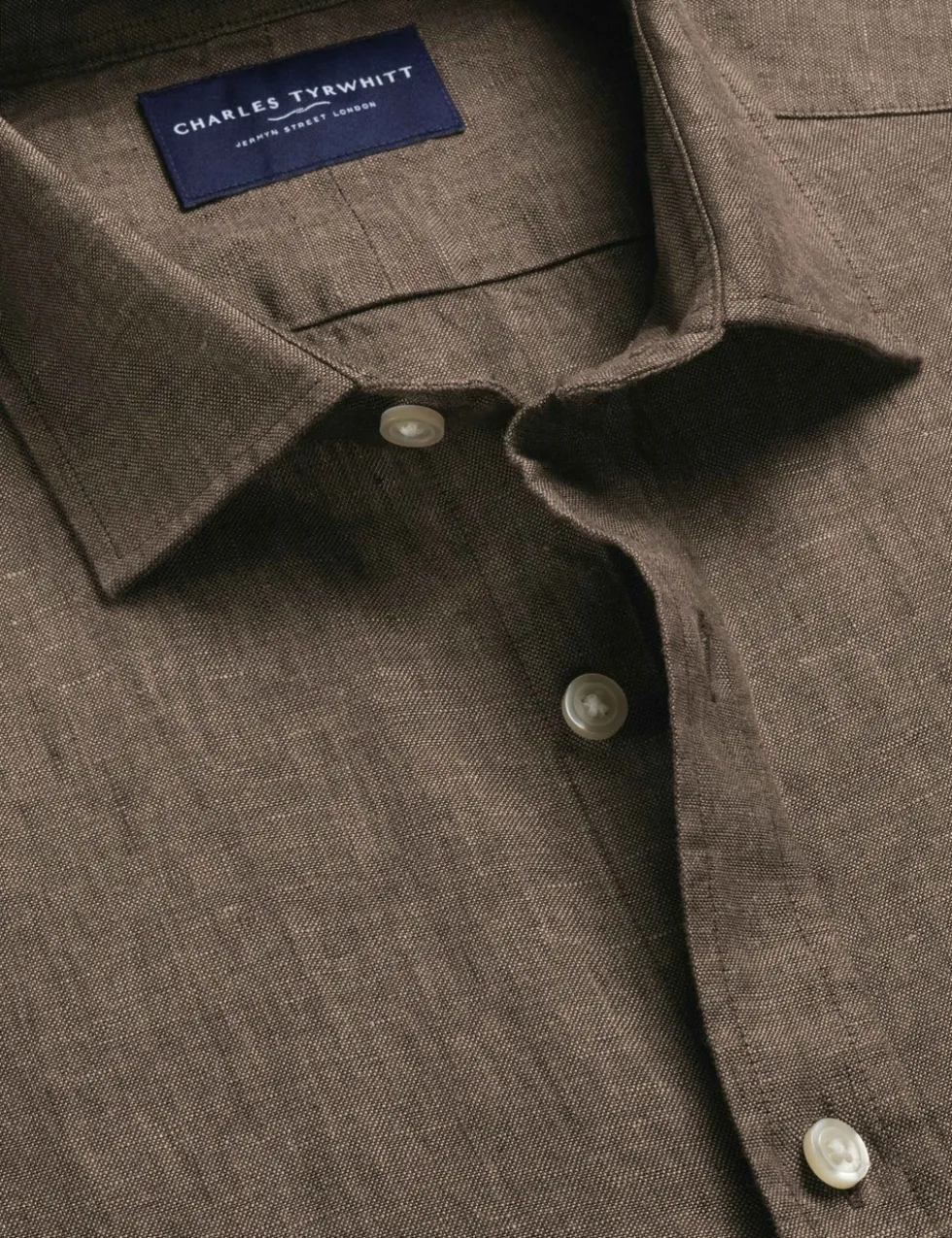 Slim Fit Pure Linen Short Sleeve Shirt