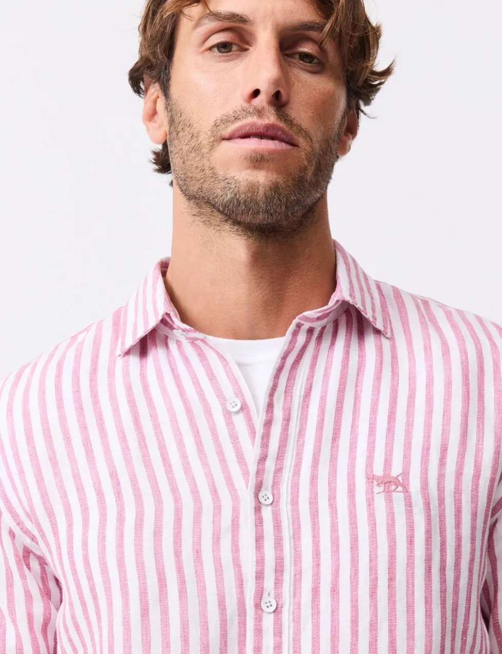 Slim Fit Pure Linen Striped Shirt