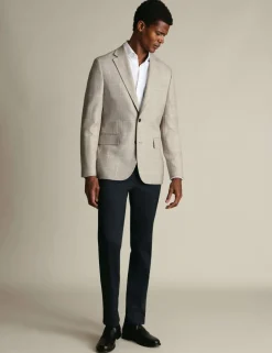 Slim Fit Pure Wool Check Textured Blazer