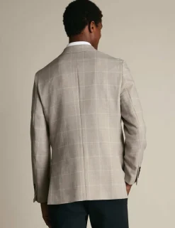 Slim Fit Pure Wool Check Textured Blazer