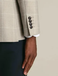 Slim Fit Pure Wool Check Textured Blazer