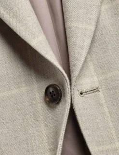 Slim Fit Pure Wool Check Textured Blazer