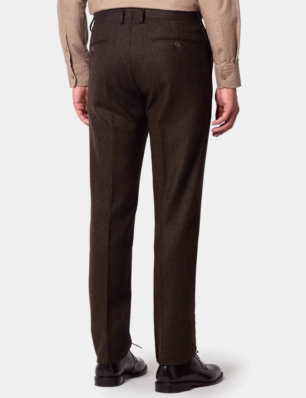 Slim Fit Pure Wool Herringbone Suit Trousers