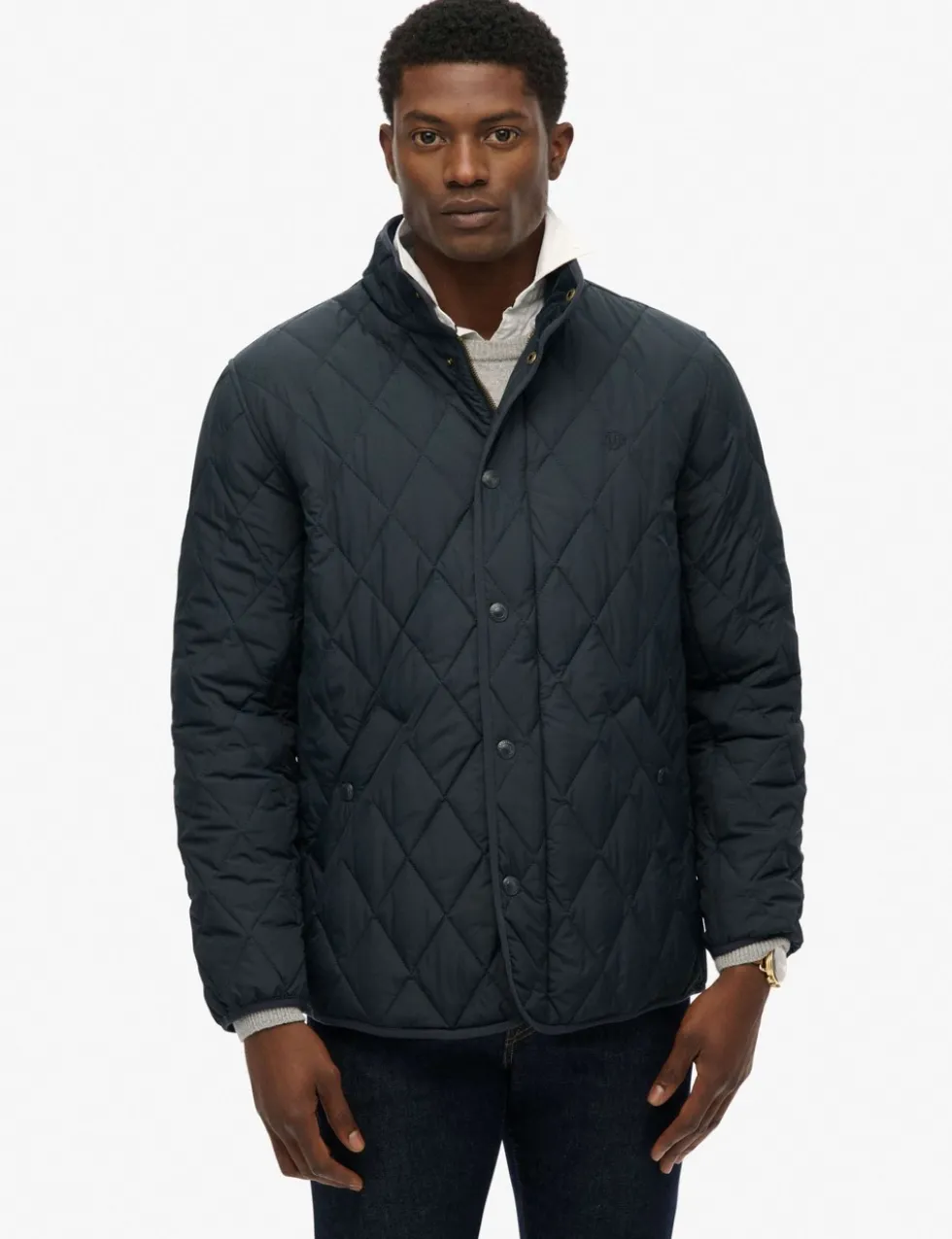 Slim Fit Quilted Funnel Neck Estate Jacket